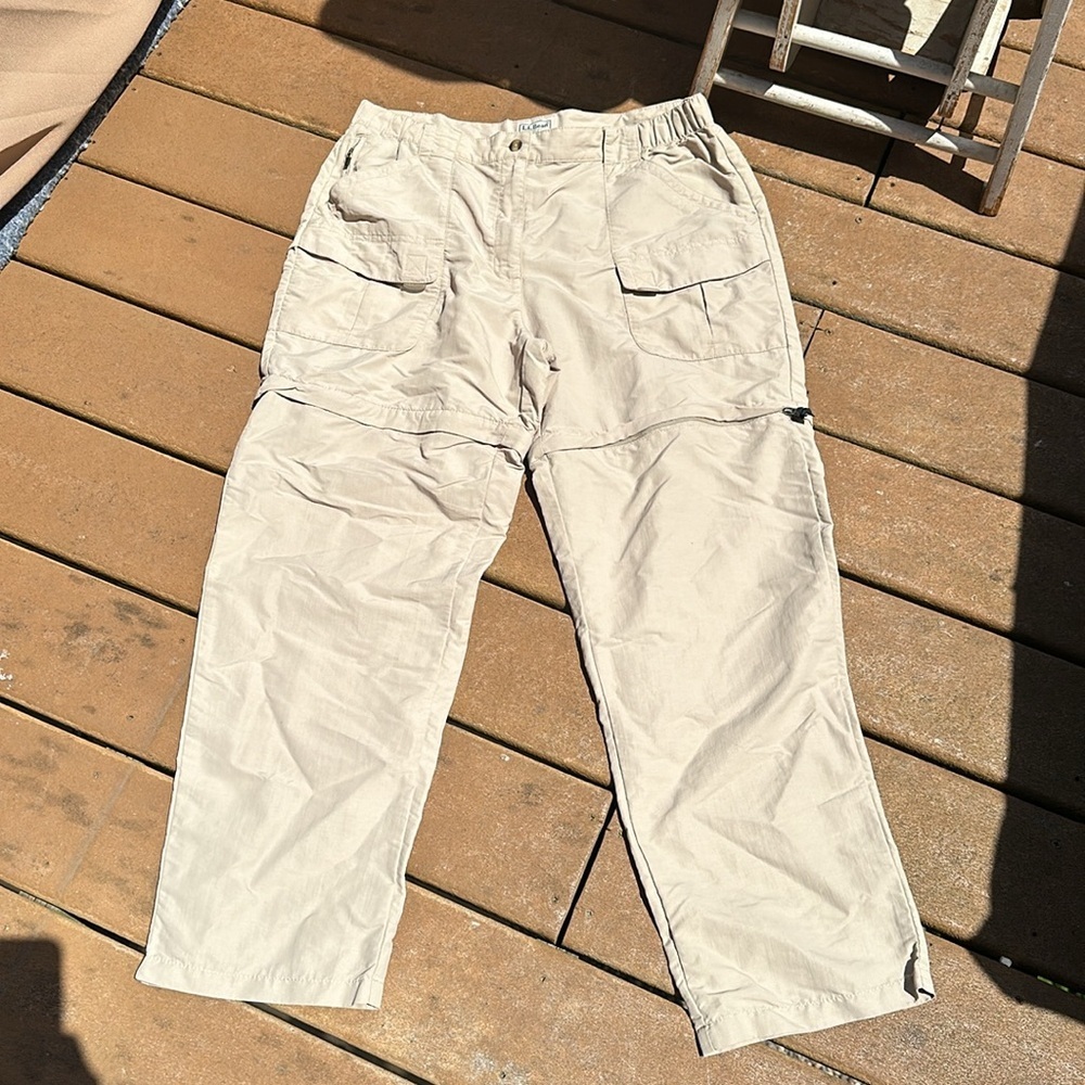 LL BEAN LIGHT WEIGHT ZIP OFF PANTS SIZE L e27